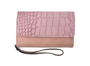 Růžovo hnědá koženková peněženka s imitací hadí kůže - 17*10 cm