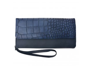 Modrá peněženka s poutkem a imitací hadí kůže - 20*10.5 cm