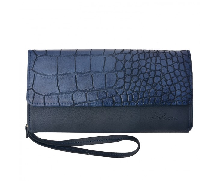 Modrá peněženka s poutkem a imitací hadí kůže - 20*10.5 cm