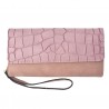 Staro růžová koženková peněženka s poutkem a imitací hadí kůže - 20*10.5 cm
