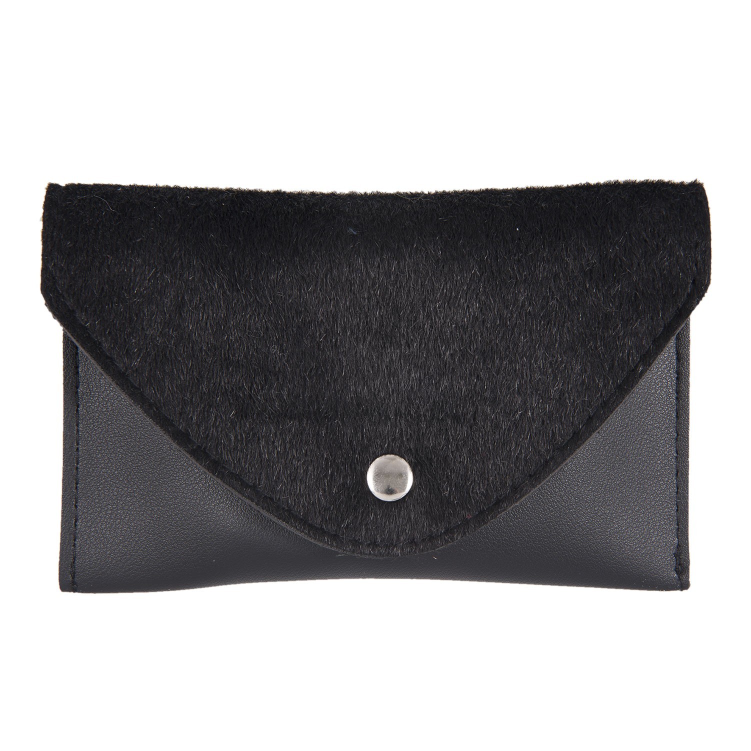 Černá kabelka s chlupatým víkem na pásek do pasu - 17*11/110 cm Clayre & Eef