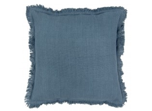 Tmavě modrý bavlněný polštář s trásněmi - 45*45 cm