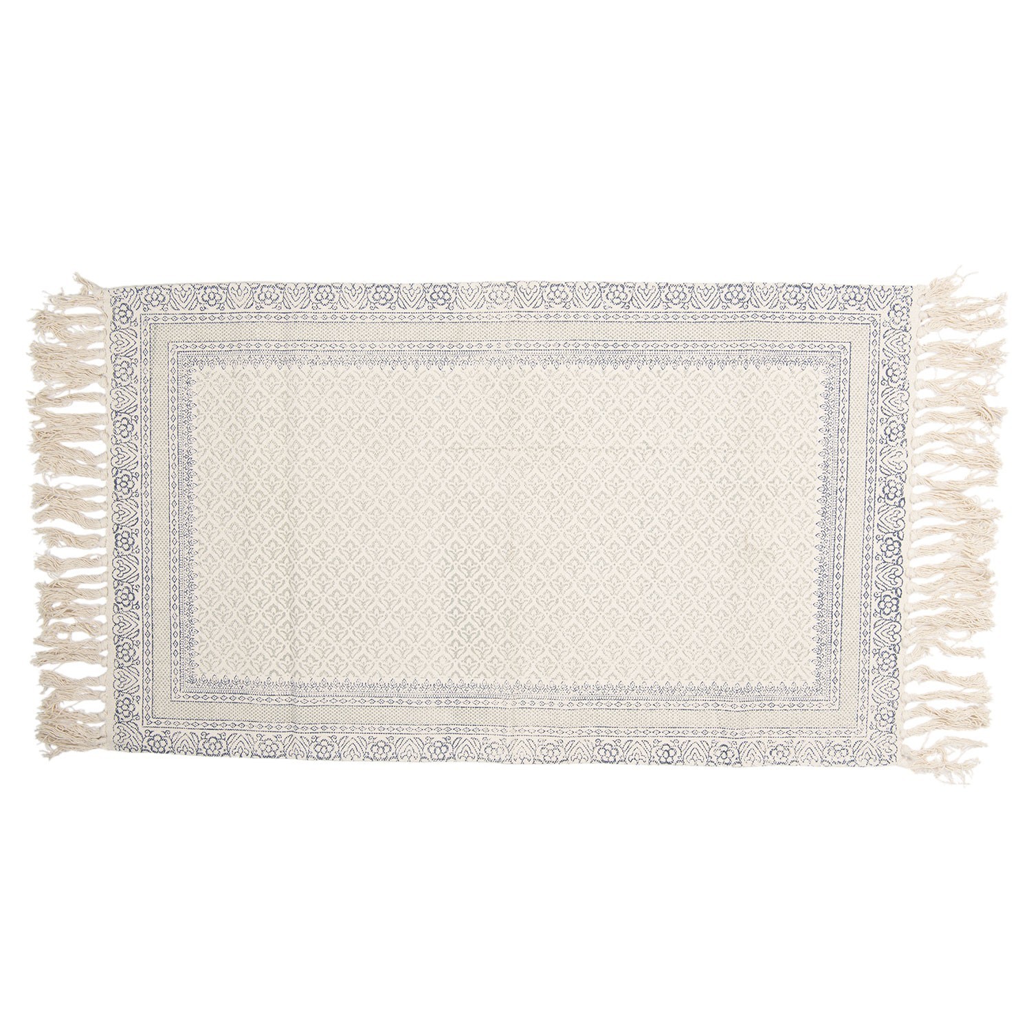 Krémový bavlněný koberec s šedými ornamenty - 70*120 cm Clayre & Eef