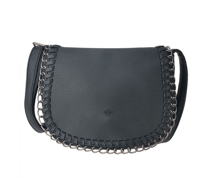 Černá kabelka přes rameno s kovovou stříbrnou aplikací Hester - 20*16*6 cm