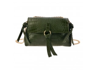 Zelená taška s imitací krokodýlí kůže - 23*8*13 cm