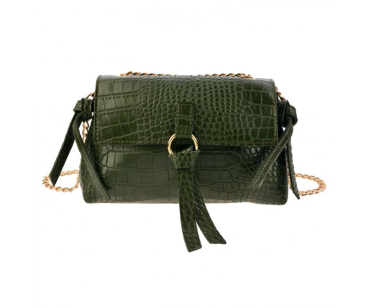Zelená taška s imitací krokodýlí kůže - 23*8*13 cm