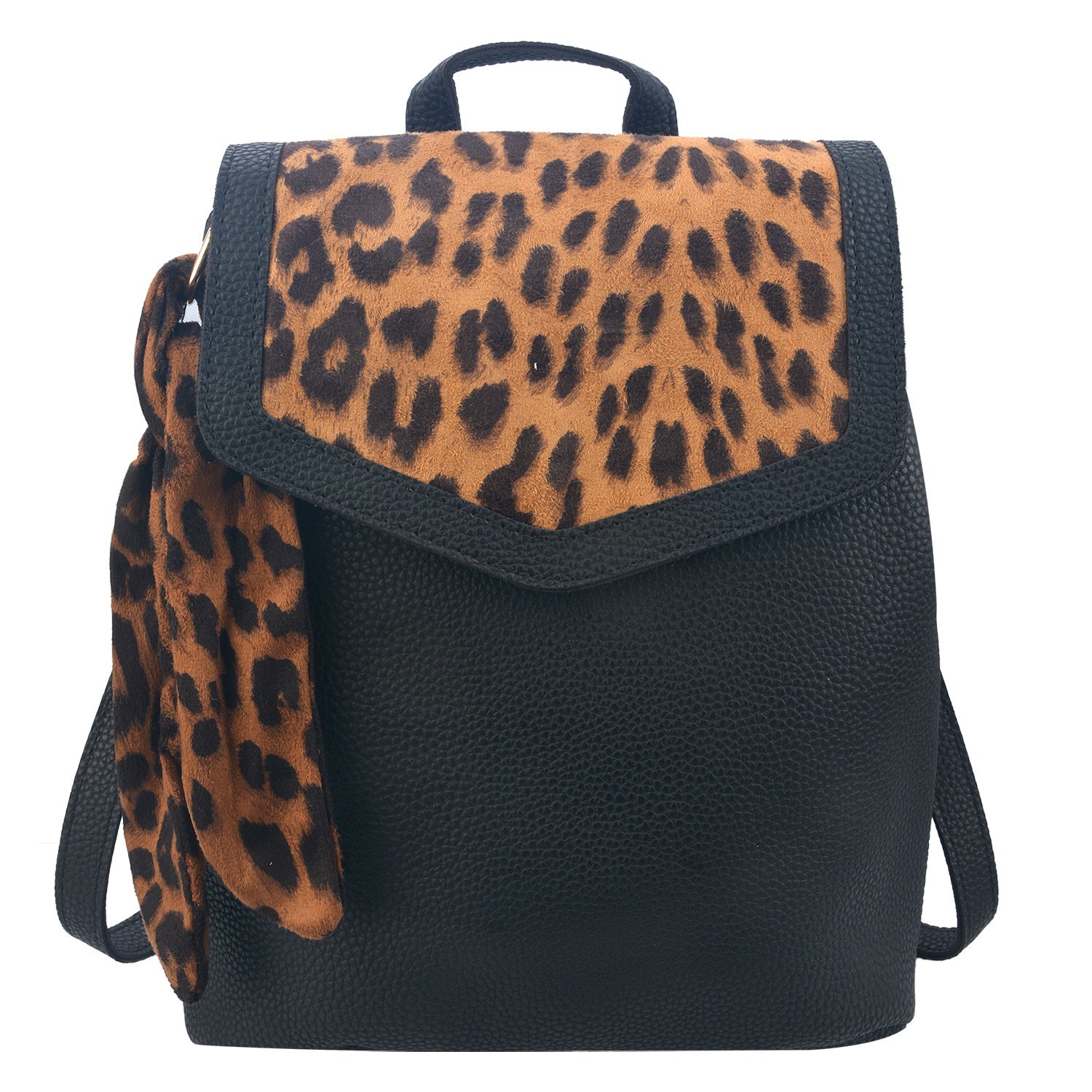 Levně Černo hnědý leopardí batoh - 25*28 cm MLBAG0351