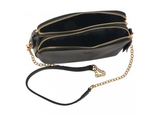 Černá kožená kabelka přes rameno se zlatým řetízkem - 22*16 cm