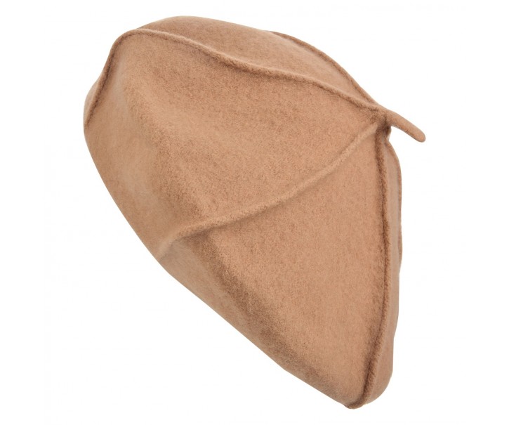 Béžový mírně chlupatý baret - 28 cm