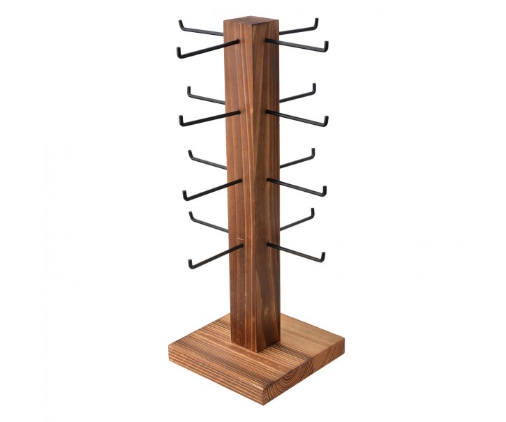 Dřevěný stojan s kovovými háčky na šperky - 48*21*21 cm