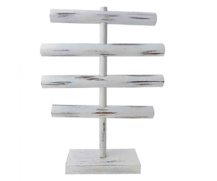 Bílý antik dřevěný stojan na náramky - 44*33 cm