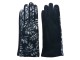 Černo stříbrné sametové rukavice s květy - 8*24 cm