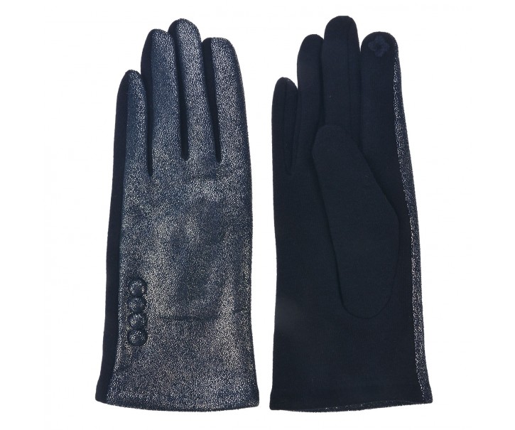 Tmavě modré zimní rukavice s knoflíky - 8*24 cm
