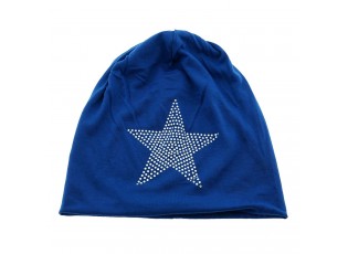 Modrá dětská čepice s hvězdou 