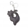Šedý přívěšek na klíče kočka s kamínky - 5.5*7 cm