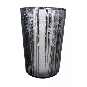  Veliký skleněný svícen Trees smoke - Ø 12*18cm 