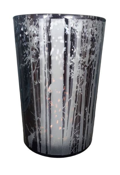  Veliký skleněný svícen Trees smoke - Ø 12*18cm 