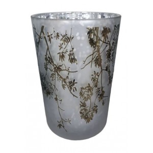 Veliký skleněný svícen Branches white - Ø 12*18cm 