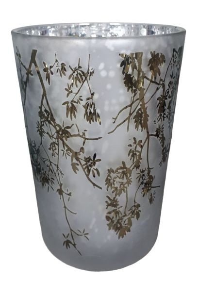  Veliký skleněný svícen Branches white - Ø 12*18cm 