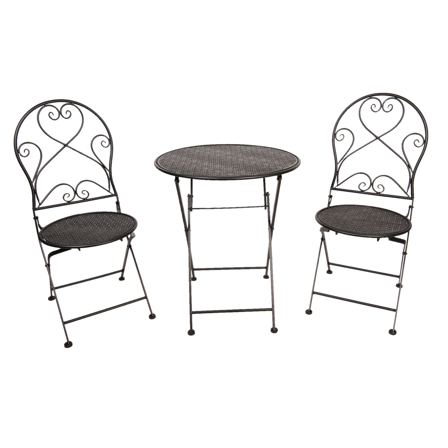 Černá zahradní souprava stůl + 2 židle - Ø 60*70 / 2x Ø 40*40*92 cm Clayre & Eef