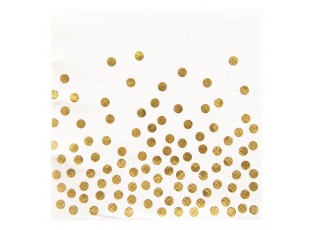 Bílé papírové ubrousky zlaté puntíky - 33*33 cm (20)