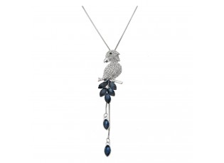 Stříbrný náhrdelník s papouškem a kamínky
