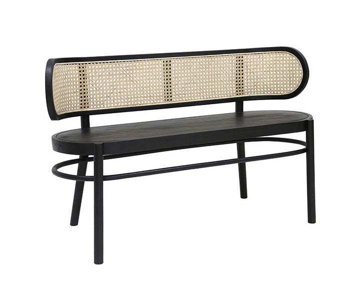 Černá retro dřevěná lavice Webbing - 121*45*74 cm