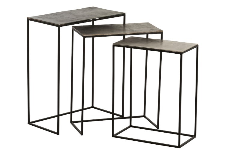 Set 3 kovových stolků Rectangular - 53*66*29 cm
