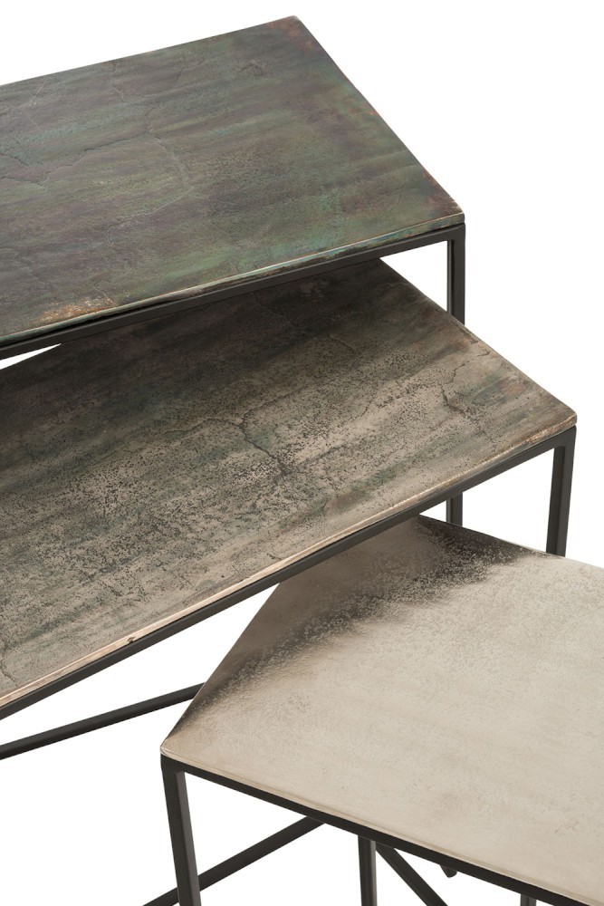 Set 3 kovových stolků Rectangular - 53*66*29 cm