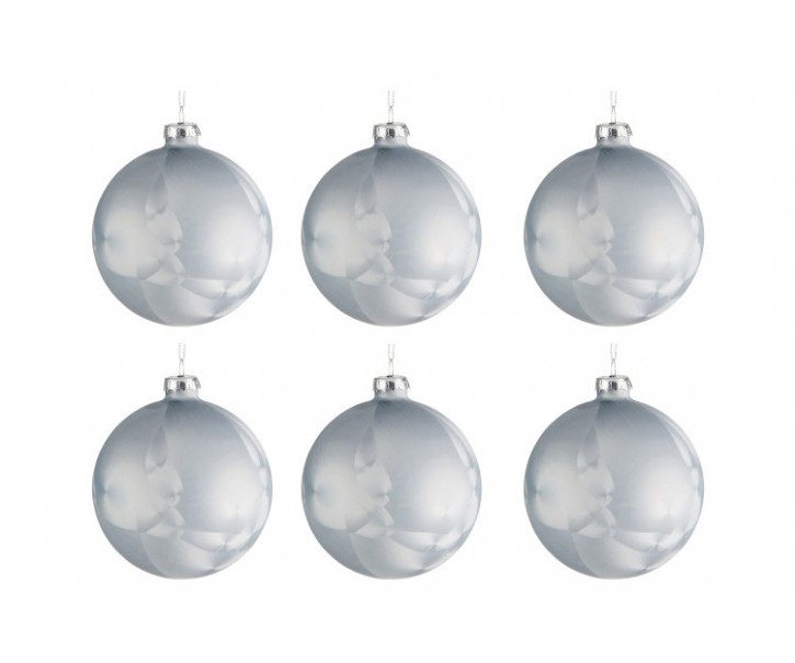 Sada vánočních koulí v matné modré barvě s dekorem - Ø 8*8,4 cm