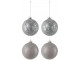 Box 4 ks stříbrno šedých vánočních koulí - 10*10*10 cm