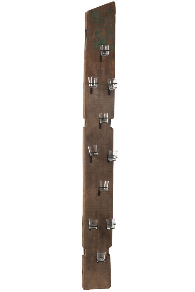 Nástěnný dřevěný držák na čajové svíčky - 20*5*180 cm J-Line by Jolipa