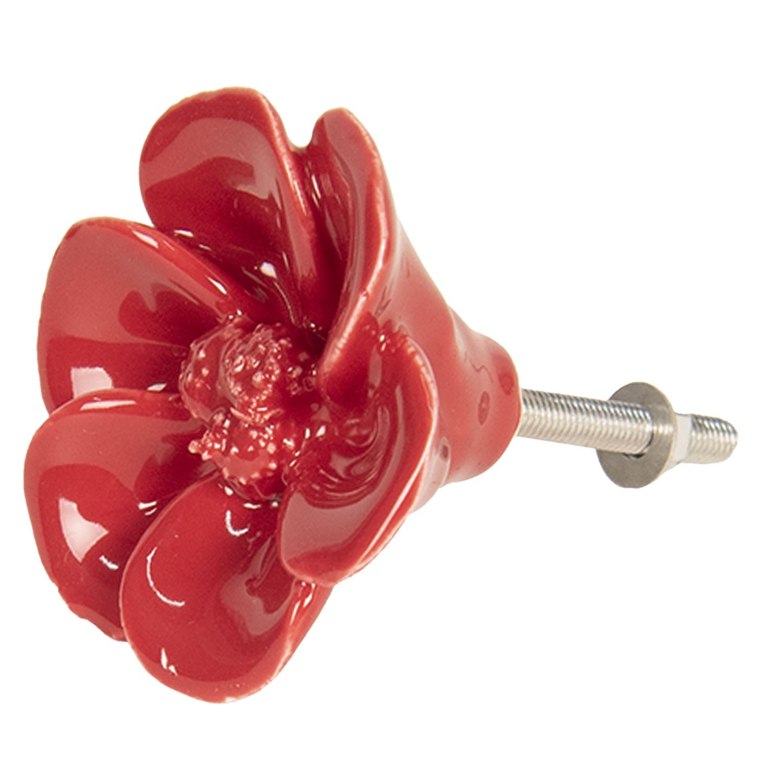 Nábytková úchytka Kvetina červená – Ø 4 cm