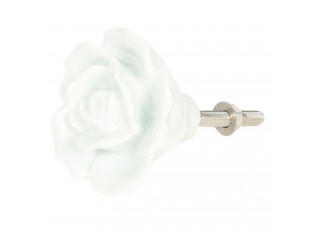 Světle mintová porcelánová úchytka růže -  Ø 4 cm