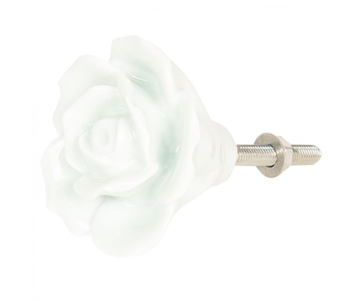 Světle mintová porcelánová úchytka růže - Ø 4 cm