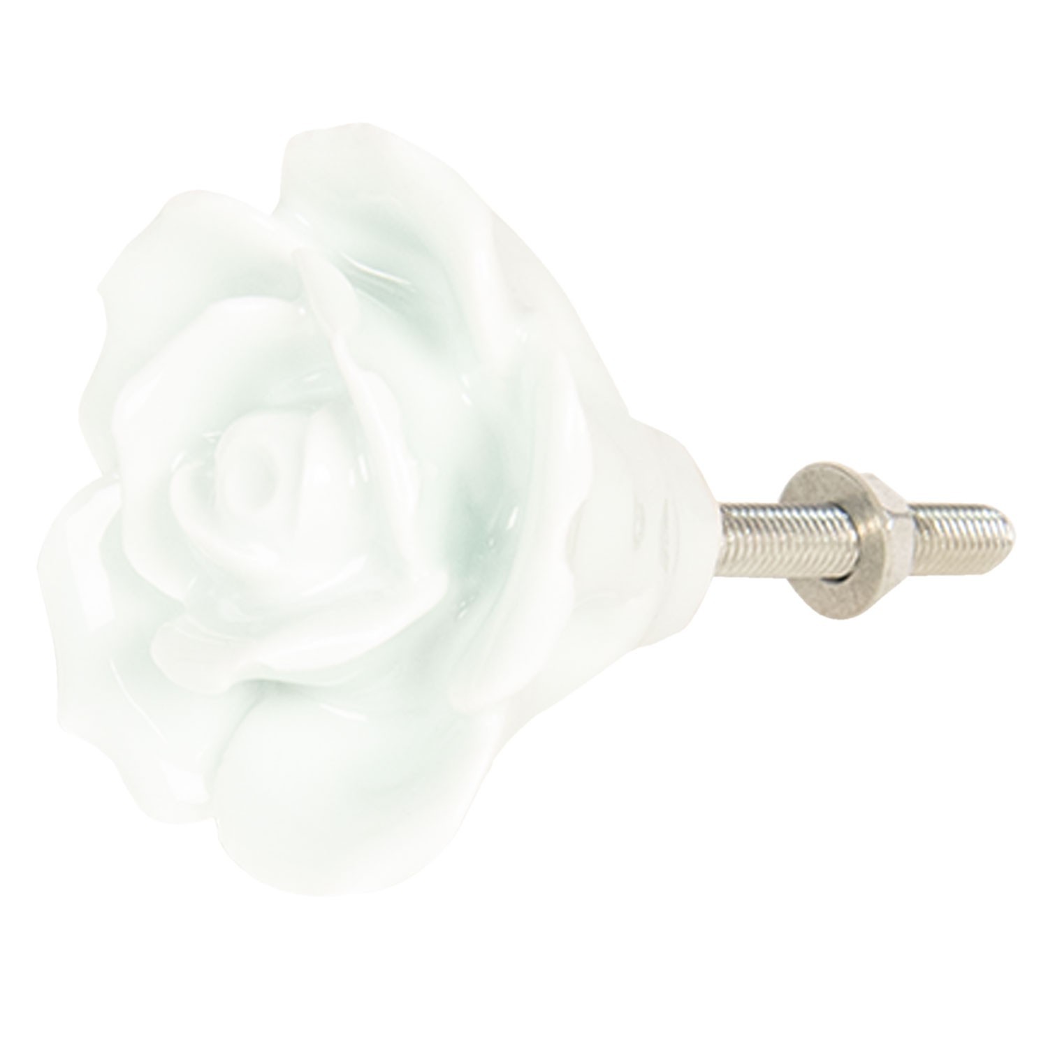 Světle mintová porcelánová úchytka růže -  Ø 4 cm Clayre & Eef