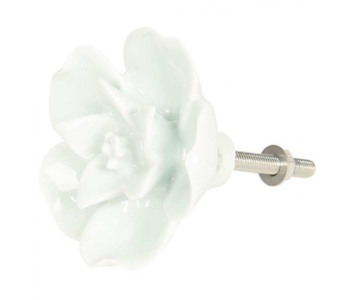 Světle mintová nábytková úchytka ve tvaru květiny – Ø 4 cm