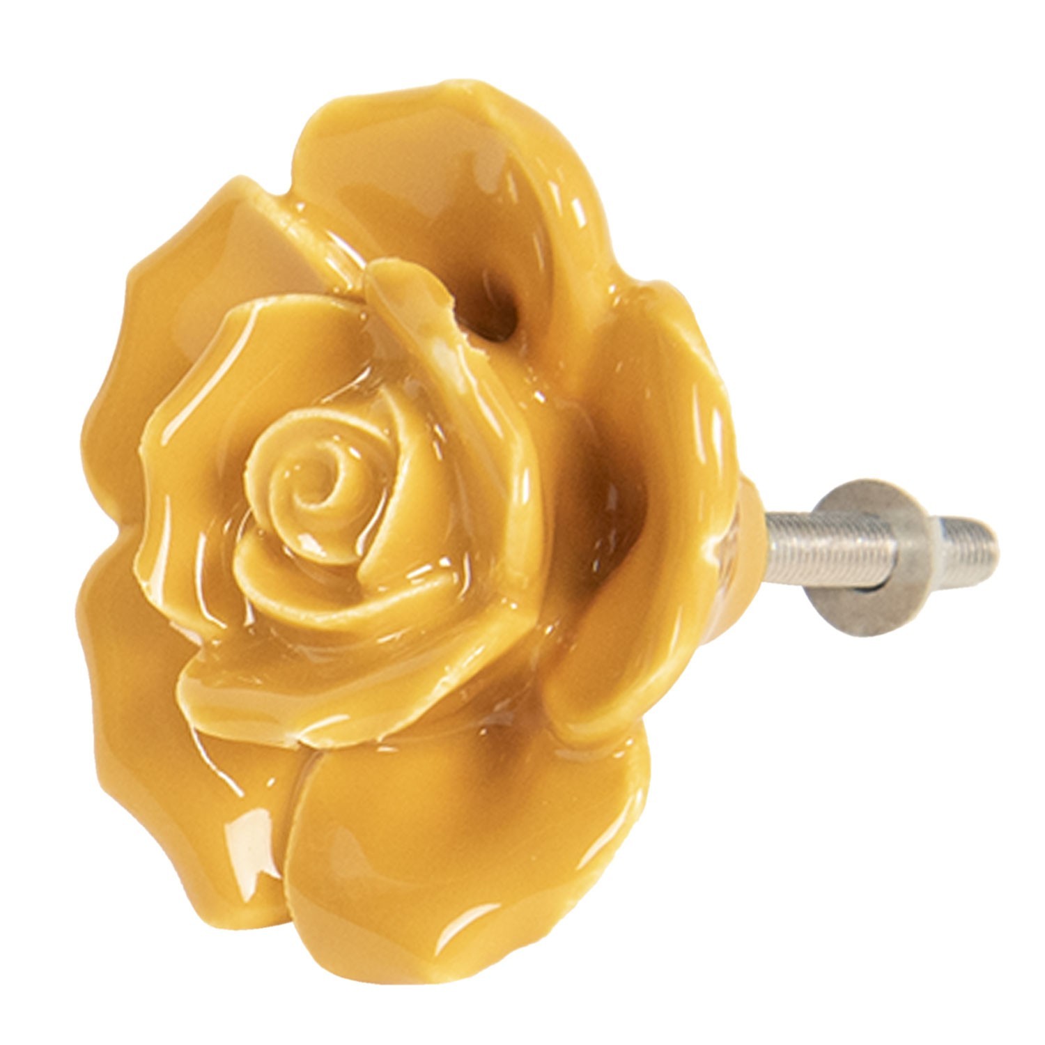 Nábytková úchytka Žlutá růže – Ø 4 cm Clayre & Eef