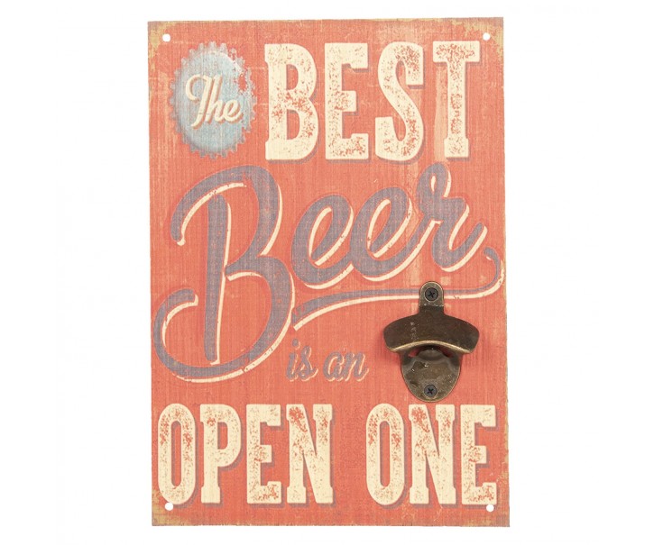 Dřevěná cedule na zeď s otvírákem na láhve Best Beer - 24*34 cm