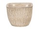 Béžový betonový obal na květináč s hnědými linkami - 13*13*11 cm Clayre & Eef