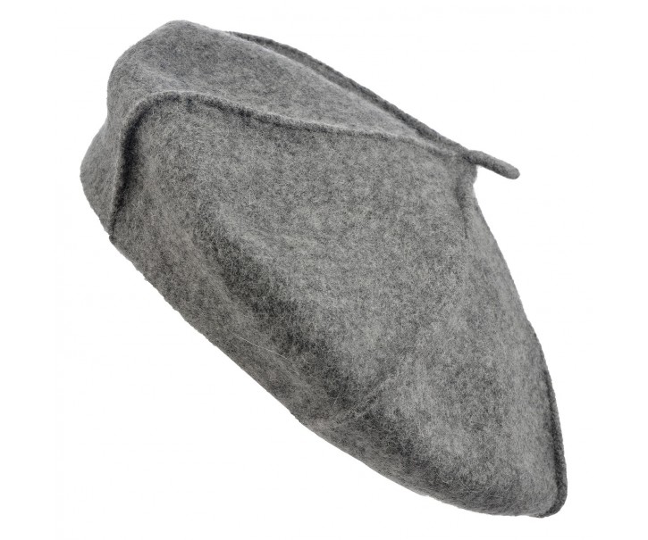 Šedý mírně chlupatý baret - 28 cm