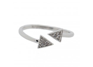 Stříbrný bižu prsten s trojúhelníky