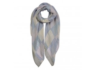 Šedo modro béžový šátek s proužky - 90*180 cm