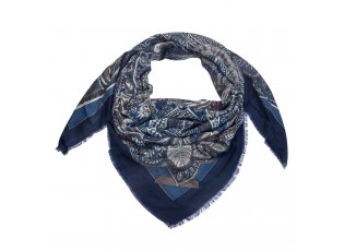 Modrý šátek s potiskem - 135*135 cm