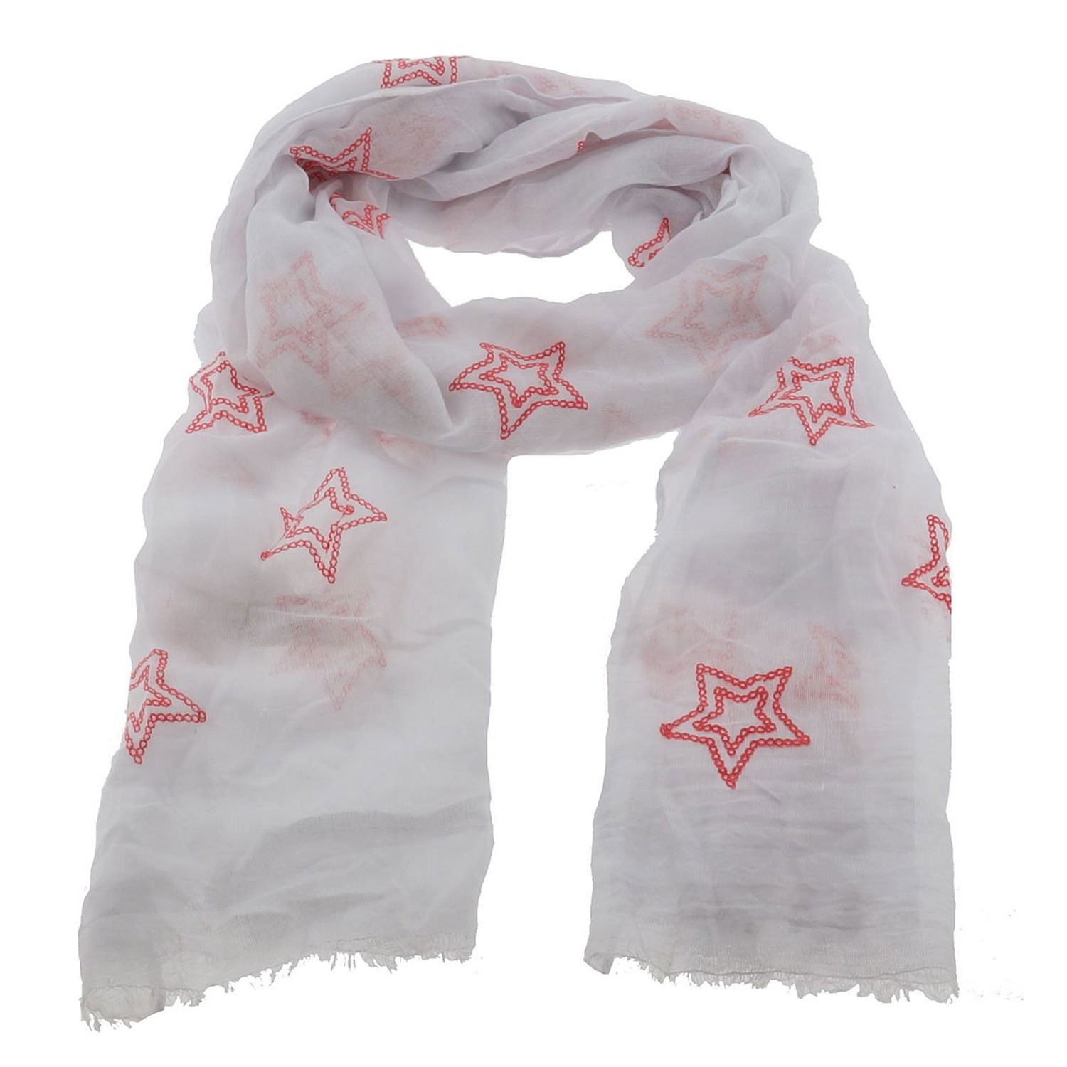Bílý šátek s hvězdičkami  - 70*180 cm Clayre & Eef