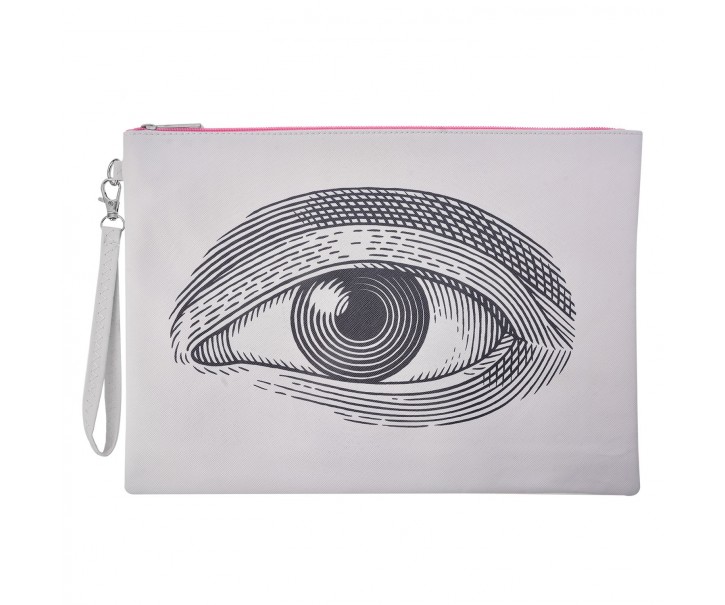 Šedo růžová toaletní taška s okem L - 34*24 cm