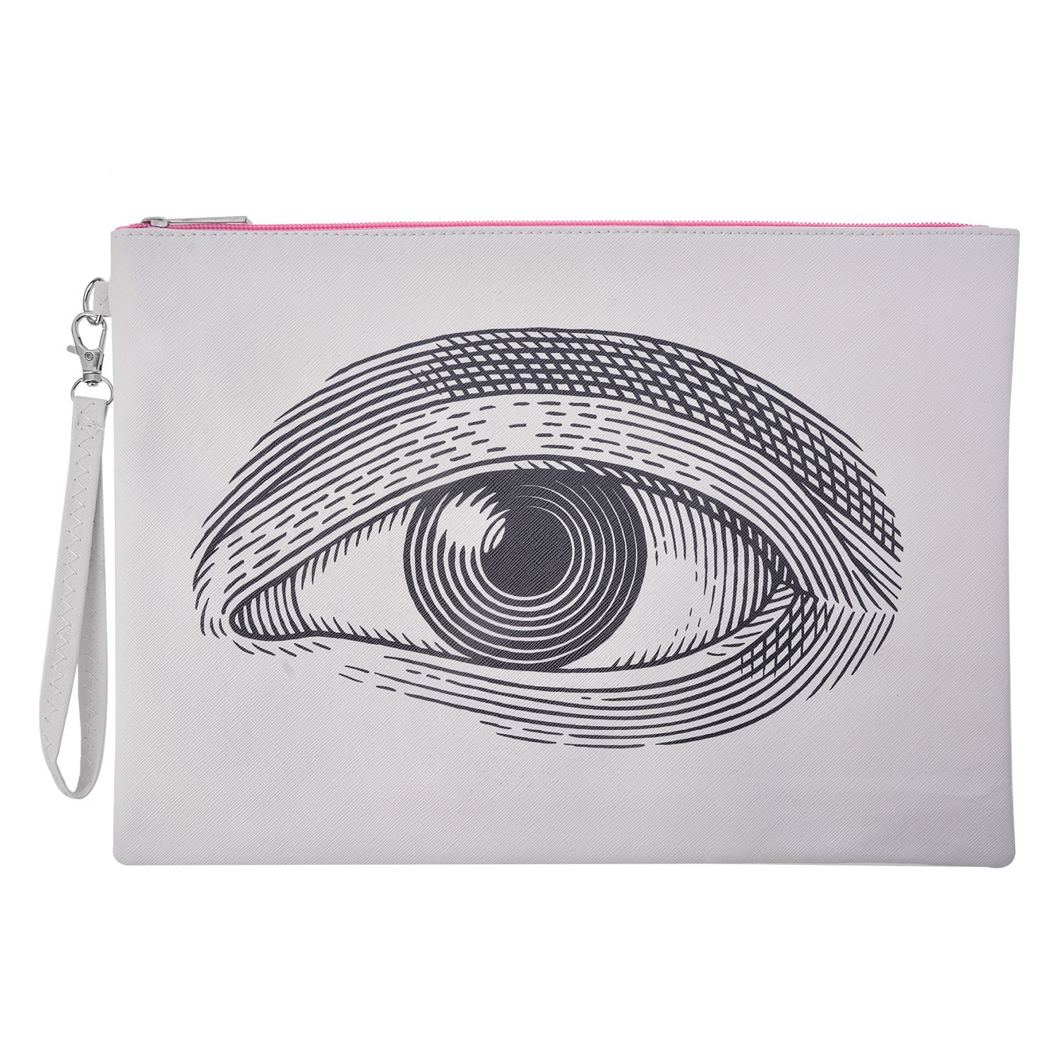 Levně Šedo růžová toaletní taška s okem L - 34*24 cm MLTB0027L