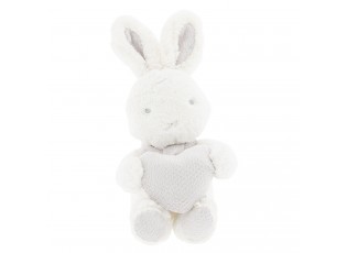 Bílý plyšový králík se srdíčkem - 15*10*15 cm