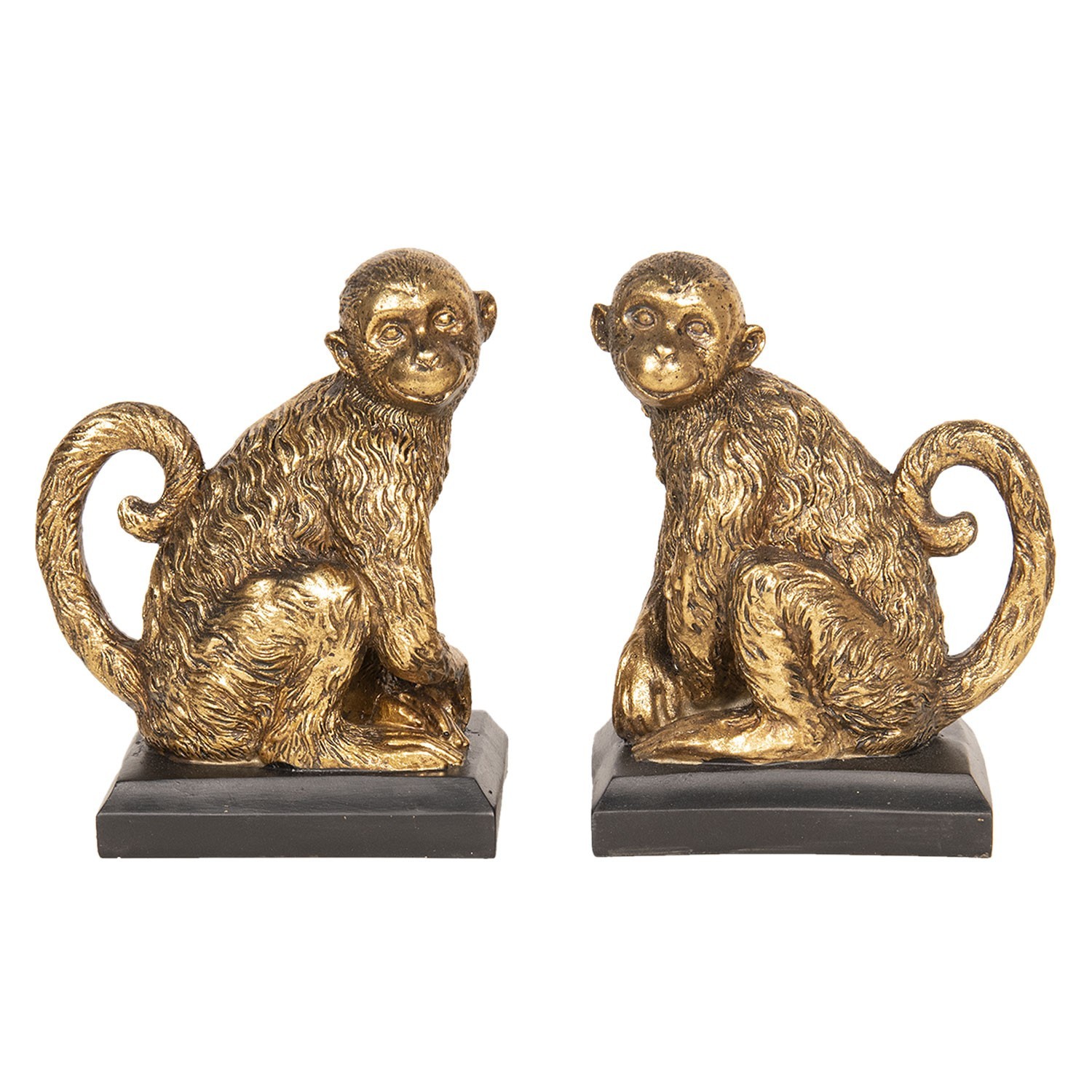 Zlaté zarážky na knihy opice - 31*11*19 cm Clayre & Eef