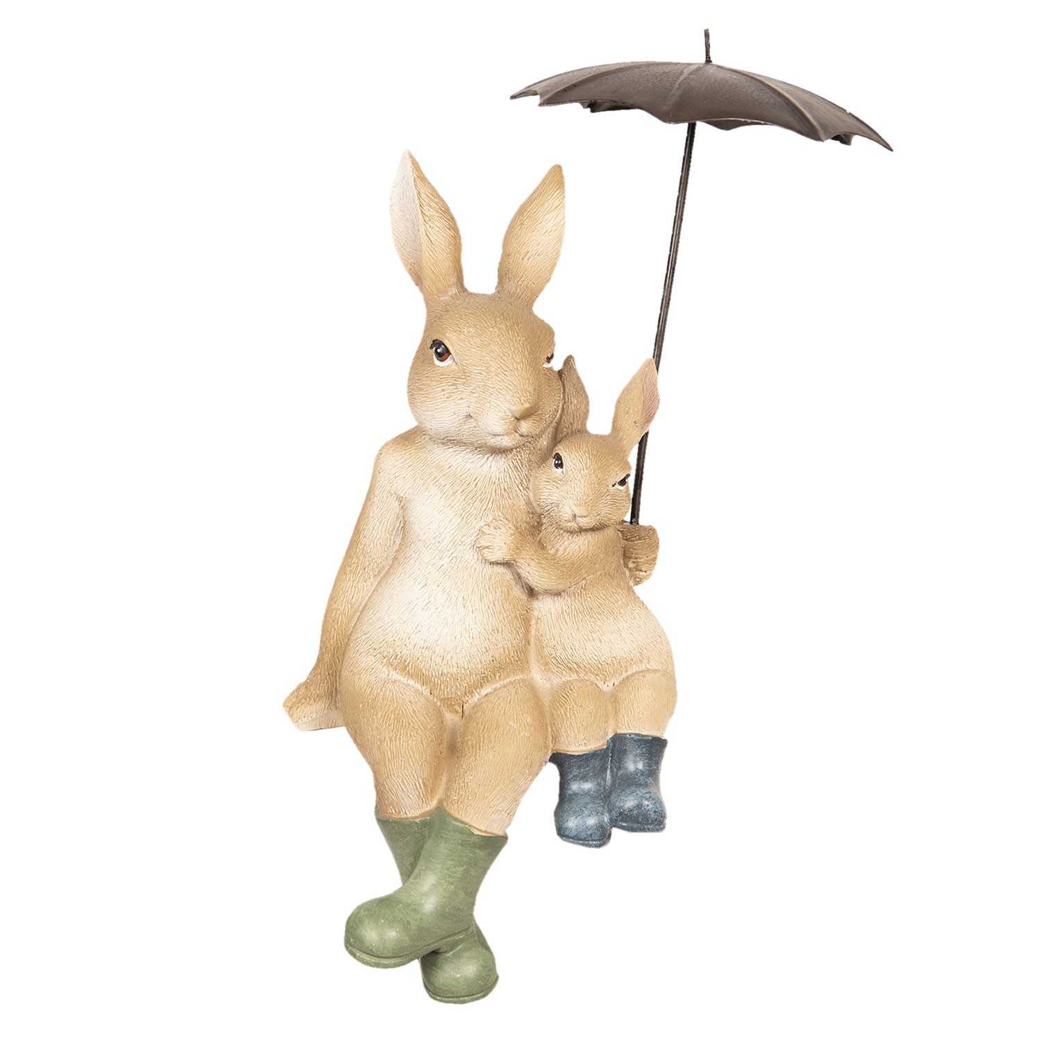 Dekorace sedící králíci pod deštníkem - 10*9*19 cm Clayre & Eef